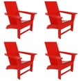 thumbnail image 3 of WestinTrends Ashore 4-Piece Foldable Adirondack Chair Set, All-Weather Poly Lumber, Modern Farmhouse Patio Seating, Red, 3 of 9