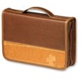 thumbnail image 2 of Rugged Cross Bible Cover for Men, Zippered, with Handle, Imitation Leather, Brown/Tan, Large (Other), 2 of 2