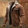 thumbnail image 2 of Fgnfyis Mens Jacket Casual Jacket for Autumn Winter Warm Soft Suede Outerwear Coat with Classic Winter Coats for Men Brown_003 L, 2 of 5