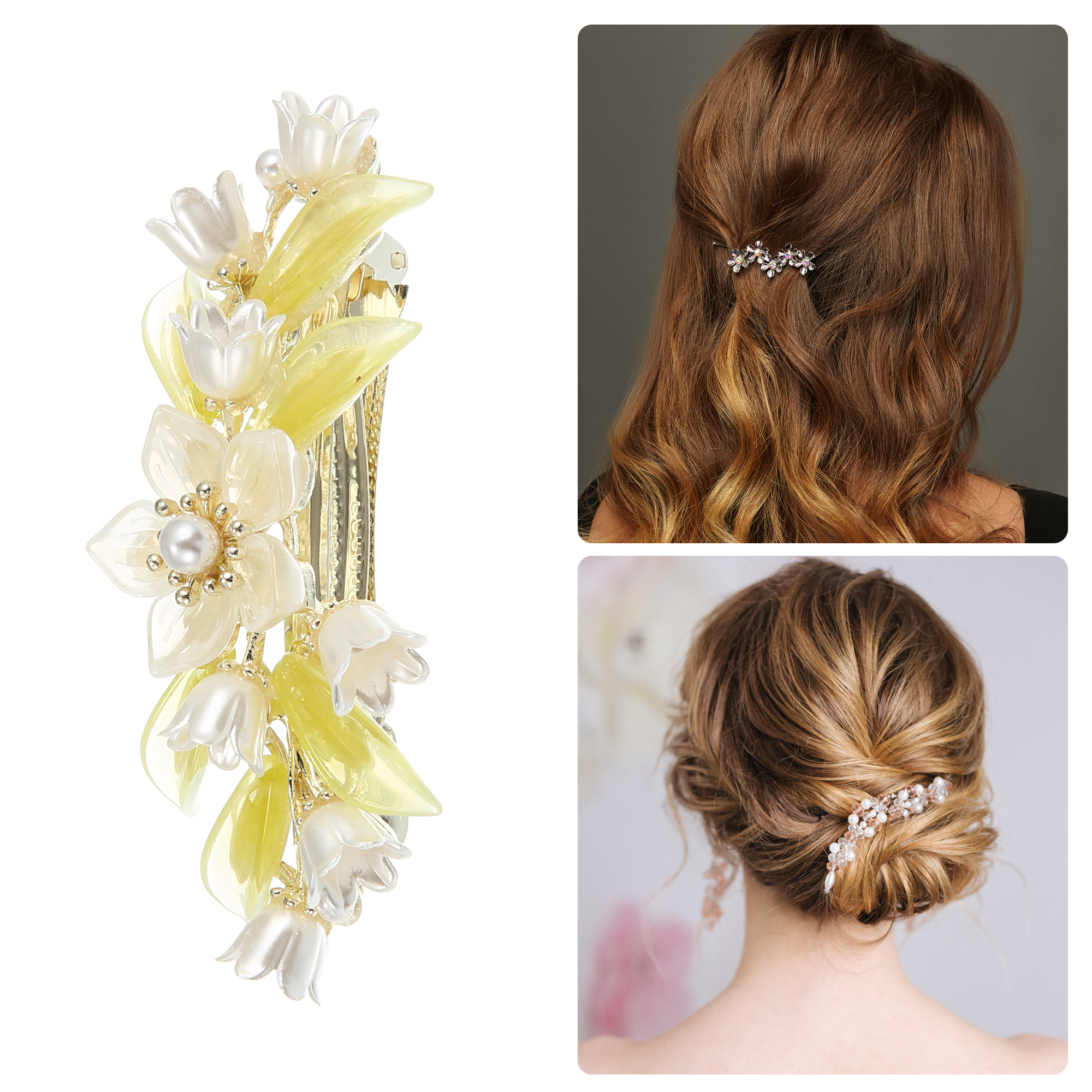 Unique Bargains Hair Barrettes Hair Accessories for Women Rhinestones Hair Pin