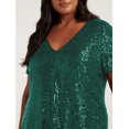 thumbnail image 5 of TIYOMI Ladies Plus Size 4X Sequin Tops Summer Short Sleeve Tunics Green V-Neck Sparkly Party Tops Club Blouses Cocktail Slimming Tunics Casual Loose Fit Shirts 4XL 24W 26W, 5 of 8