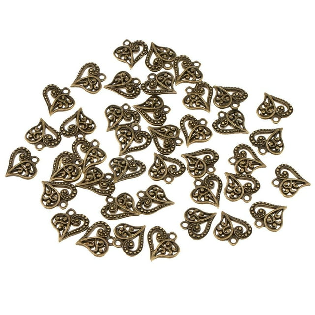 40pcs Bricoje Artesanía Hecha a Mano Accesorios de Joyería de Aleación Vintage Corazón Colgantes Sunnimix Charm Heart Pendant