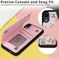 thumbnail image 3 of Floral Pattern Wallet Case for iPhone XR with Card Holder, Colorful Flower Pattern PU Leather Stand Flip Case for Women Girls, RFID Blocking Magnetic Clasp Shockproof Phone Cover, Three Roses, 3 of 6