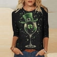 thumbnail image 1 of TaTaai St. Patrick's Day Women's Casual Print Round Neck 3/4 Sleeve T-Shirt Loose Top Gift, 1 of 5
