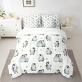 thumbnail image 2 of Manfei Cartoon Penguin Child Bedding Comforter Set 7pcs, Gold Stars Print Queen Bedding Sets, Kawaii Antarctic Animal Reversible Queen Sheet Sets, Super Cozy Room Decor, 2 of 7