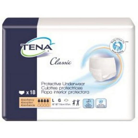 TENA Classic Adult Underwear Pull On Large Disposable Moderate Absorbency, 72514 - Case of 72