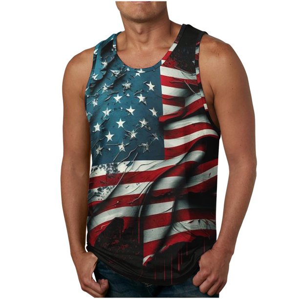 Tanques para Hombre para el Verano Solto Chaleco Impresión Deportivo Cuello Redondo, Casual