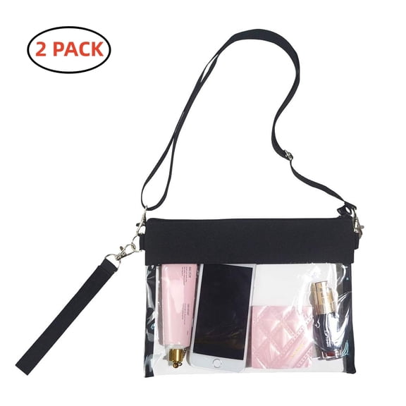2 Pack Clear Crossbody Bag, Waterproof PVC Shoulder Purse Bag for Women and Men, Clear Purse with Adjustable Shoulder Strap