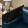 thumbnail image 2 of 93.7" Modern Style Living Room Sofa Faux Leather Couch, Square Arm Sofa with Cup Holder, Storage Sofa, Upholstered PU Leather (Blue), 2 of 11