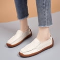 thumbnail image 3 of KaLI_store Non Slip Shoes for Women Women's Wendy Lace-Up Loafers Comfortable & Lightweight Ladies Shoes Beige,8.5, 3 of 5