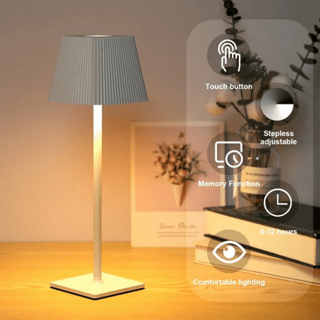 

Cordless Table Lamp Portable LED Desk Lamp 4000mAh Battery Operated 3 Color Stepless Dimming Up for Restaurant/Bedroom/Bars/Outdoor Party/Camping/Coffee Shop Night Light White