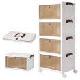 thumbnail image 1 of 4 Niveles Cajas de Almacenamiento, Contenedores de Organizador Plegable de Plástico con Tapas Y Ruedas, Cajas de Organización Apilables para Dormitorio, Sala y Cocina, 1 of 8
