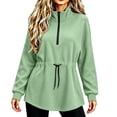 thumbnail image 5 of Aezemi Women Half Zip Shirts Loose Fit Collared Drawstring Elastic Waist Fashion Sports Outdoor Blouses Winter Fall Baggy Workout Exercise Dressy Work Pullover Tops XL, 5 of 7