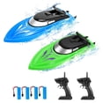 thumbnail image 1 of 2 Pack RC Boats 2.4G 10km/H High Speed Remote Control Boat for Kids and Adults  Fast RC Boats for Pools and Lakes with 4 Rechargeable Battery, 1 of 9