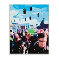 Stupell Industries People Parading in Street Soft Edge Abstraction Novelty Painting Unframed Art Print Wall Art, 10 x 15