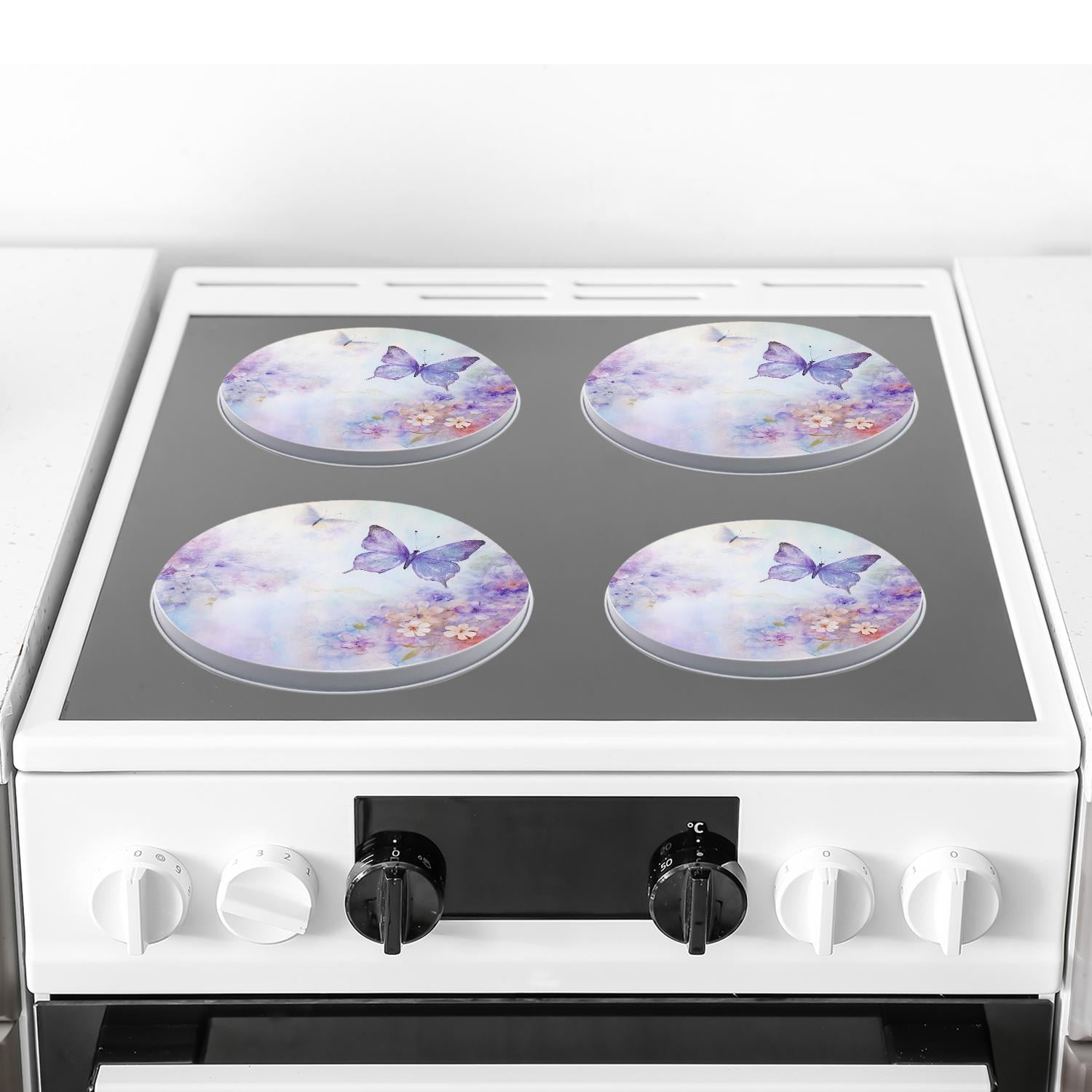 Decorative Stove Burner Covers 4 Pcs Metal Round Stove Burner Covers 8Inch And 10Inch for Home Decor Cooktop Decorative ,Floral Butterfly Elegant design