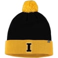 thumbnail image 2 of Men's Top of the World Black/Gold Iowa Hawkeyes Core 2-Tone Cuffed Knit Hat with Pom, 2 of 2