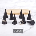 thumbnail image 3 of 30 piezas de soporte de exhibición de anillo de cono de madera maciza negra, soporte de anillo, soporte de almacenamiento de joyería, accesorios de disparo ER, 3 of 5