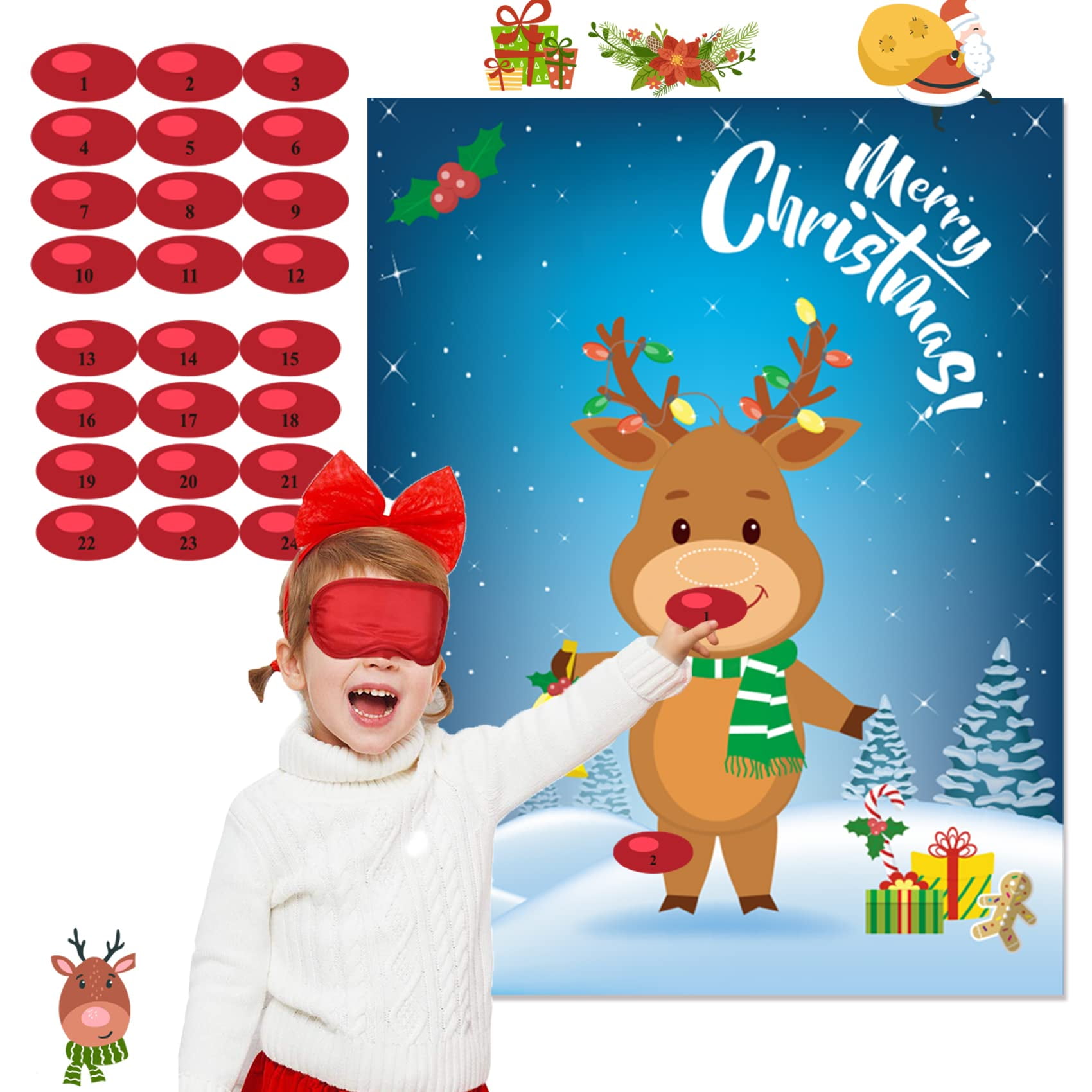 24 Autocollants Visage Bonhomme De Neige - Déco Noël - Vinyle Waterproof - Neuf