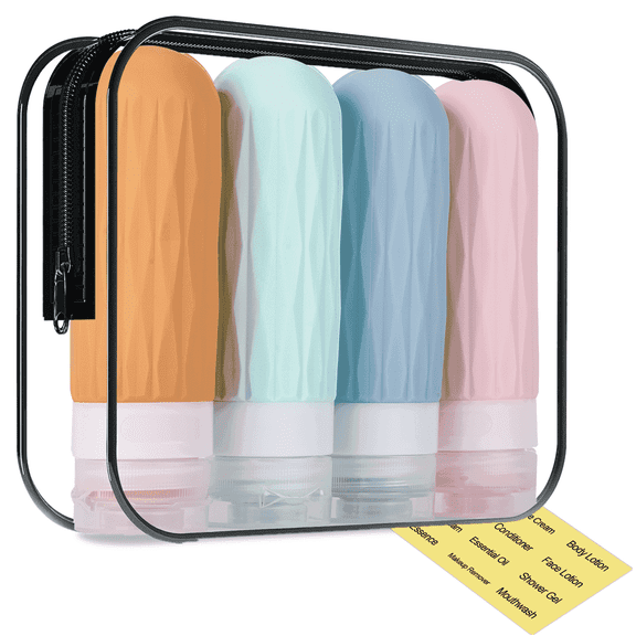 Travel Bottles for Toiletries, TSA Approved Travel Size Containers, 3oz Silicone Squeezable Bottles, BPA Free, Leakproof Travel Toiletries Bottles for Shampoo, Conditioner (Colorful)