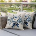 thumbnail image 3 of Outdoor Pillow Covers 18x18 Set of 2, Blue Spring Floral Waterproof Patio Throw Pillow Covers for Couch Sofa Chair, Watercolor Summer Flowers Vintage Decorative Pillowcases for Throw Pillows, 3 of 9