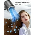 thumbnail image 4 of Professional Ionic Hair Dryer, 1800W High Speed Blow Dryer for Home Salon, Real 200 Million Negative Ions, 120,000 RPM Brushless Motor for All Hair Types-1 (Silver), 4 of 7
