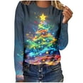 thumbnail image 4 of Craaazy Christmas Shirts for Women Long Sleeve Crew Neck Blouse Colorful Xmas Print Womens Tops Gifts for Women, 4 of 9