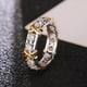 thumbnail image 5 of Anillo De Banda Exquisito Anillo X De Dos Colores Anillo Cruzado De Diamante Completo Anillo De Banda De Platino Anillo De Promesa Para Mujer Chica Advancent AP006377-01, 5 of 6
