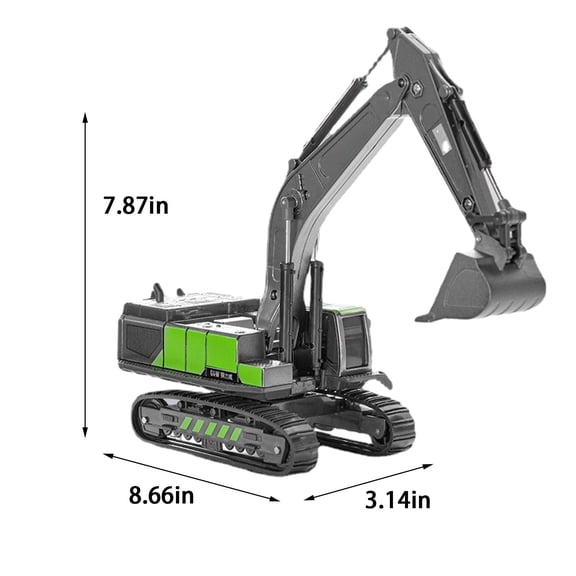 Alloy Excavator Toy, Push and Play Engineering Vehicle, Realistic Construction Digger with Movable Arm, No Battery Needed