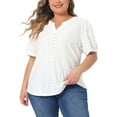 thumbnail image 1 of Blusas de verano de mujer plus size Agnes Orinda, con escote en V, mangas cortas, color blanco, talla 1X, 1 of 6