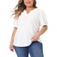 thumbnail image 1 of Blusas de verano de mujer plus size Agnes Orinda, con escote en V, mangas cortas, huecas, talla 4X, color blanco, 1 of 6