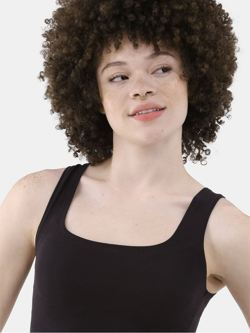 No Boundaries Women's Cotton Ribbed Cropped Tank Top, Sleeveless