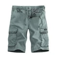 thumbnail image 3 of BADHUB Multi Pockets Cargo Shorts for Young Men Button Zipper Ripstop Work Shorts Heavy-Duty Outdoor Hiking Shorts Gray L, 3 of 5