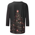 thumbnail image 4 of GA WEIHUA Clearance,3/4 Length Sleeve Womens Tops Round Neck Casual Tunic Tops Basic Christmas Shirts Loose Fit Xmas Tree Tee Tops(Black,X-Large), 4 of 5