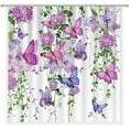thumbnail image 2 of Purple Shower Curtain Butterfly Shower Curtains for Bathroom, Spring Shower Curtain Lavender Lilac Pink Floral Shower Curtain with 12 Hooks, Machine Washable Waterproof Fabric, 72X72 Inches, 2 of 6