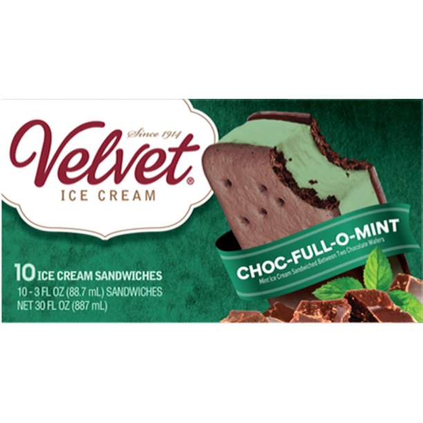 Velvet Chocolate Mint Ice Cream Sandwiches, 10 Count, 30 fl oz