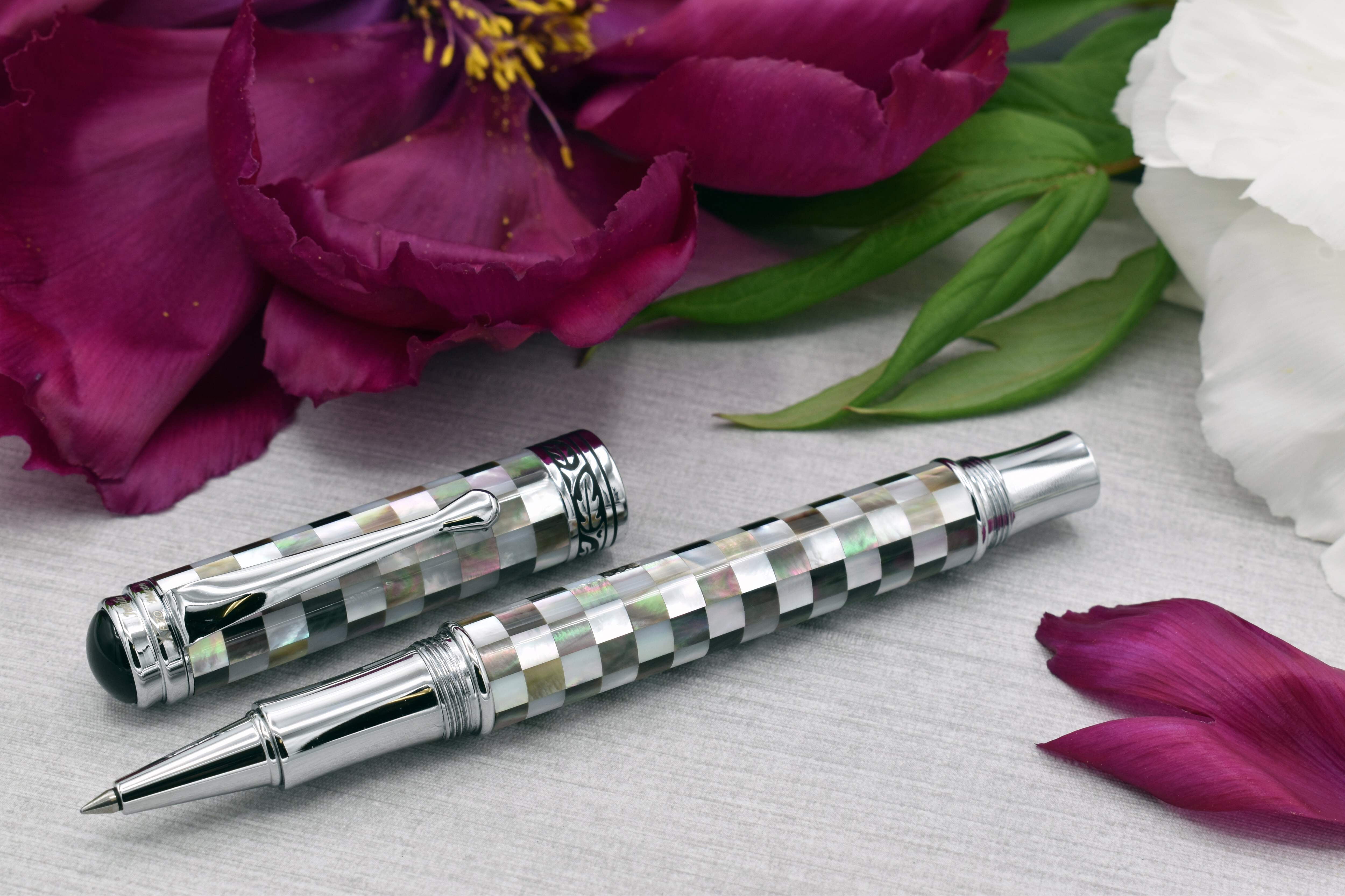 Xezo Xezo Maestro® Jubilee Classic of The Ocean Rollerball Pen - Black  White Mother of Pearl