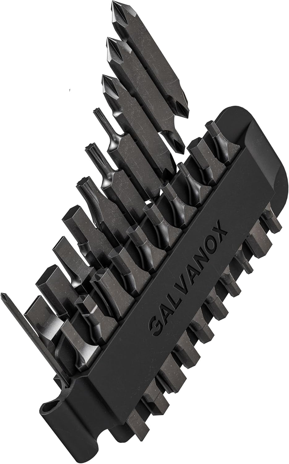 Galvanox 23PC Accessories Set, Compatible with Leatherman Multi-Tools [59HRC] Hardened Double-Sided 21 Piece Bit Kit with Driver Extender, Hex Adapter and Sheath Holder (Black)
