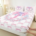 thumbnail image 3 of Castle Fairy Letter Monogrammed J 4pcs Bed Sheets for Boys Girls,Kawaii Floral Bow King Sheets,Dreamy Princess Super Cozy Sheet Set,Breathable Home Decor, 3 of 7