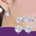 1 Pair Women Jewelry Silver Double Beaded Rhinestone Crystal Stud Earrings HFON
