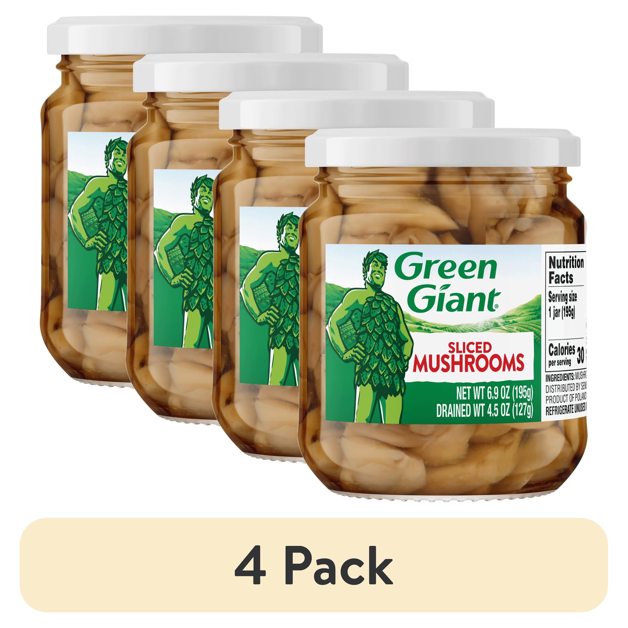 (4 pack) Green Giant Sliced Mushrooms 4.5oz Jar