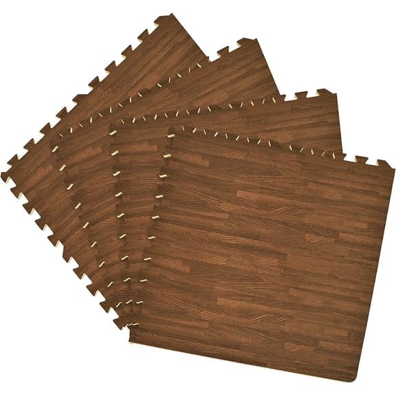 Ergode Interlocking Foam 24x24 Anti Fatigue Floor Tiles 4 tiles/16 Sq. Ft. - Walnut
