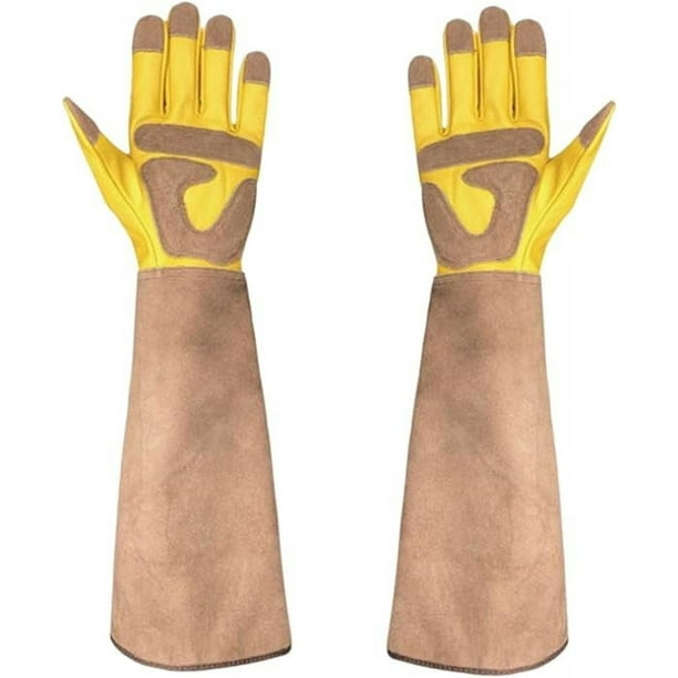 Guantes de soldadura Guantes de cuero para jardinería, guantes de protección, guantes de soldador, guantes de trabajo de soldadura (tamaño: METRO)