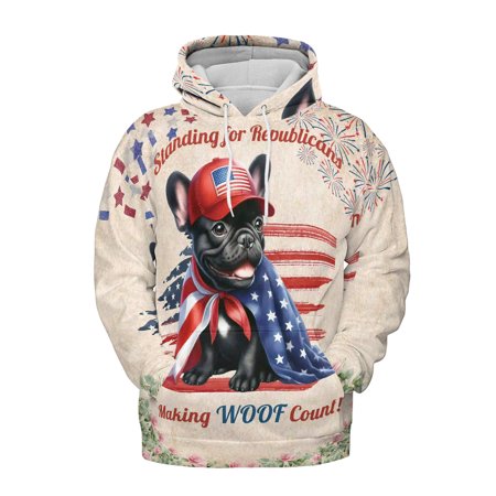 Republican French Bulldog Making Woof Count Election 2024 All Over Print 3D Hoodie Unisex Merch Hoodies Dog Lover Gifts - 01002