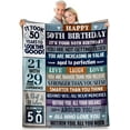 thumbnail image 1 of LHSHID 50th Birthday Gifts for Men Women 50th Birthday Gift Ideas Funny 50 Years Old Gift for Husband Wife Him Her Dad Mom 50th Birthday Gifts Throw Blanket 50"x60", 1 of 6