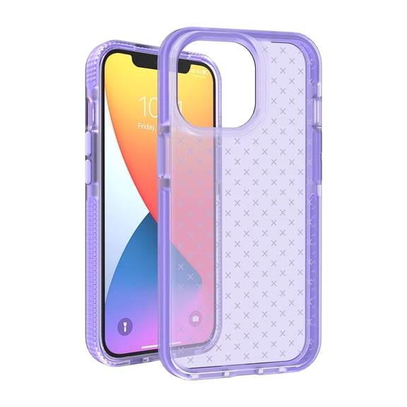For Apple iPhone 13 Pro (6.1") Slim X Design Hybrid Transparent Rubber Gummy Gel Hard PC Silicone TPU Frame Cover ,Xpm Phone Case [ Purple ]