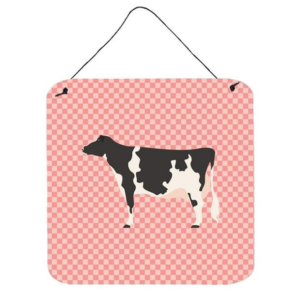 Holstein Vache Rose Chèque Mur Ou Porte Suspendus Imprime&44; 6 x 6 Po.