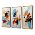 thumbnail image 3 of Designart "Fragile Wisdom Abstract in Blue" Abstract Painting Framed Wall Art Set Of 3 - Blue Modern Frame Canvas Set For Living Room Decor, 3 of 6