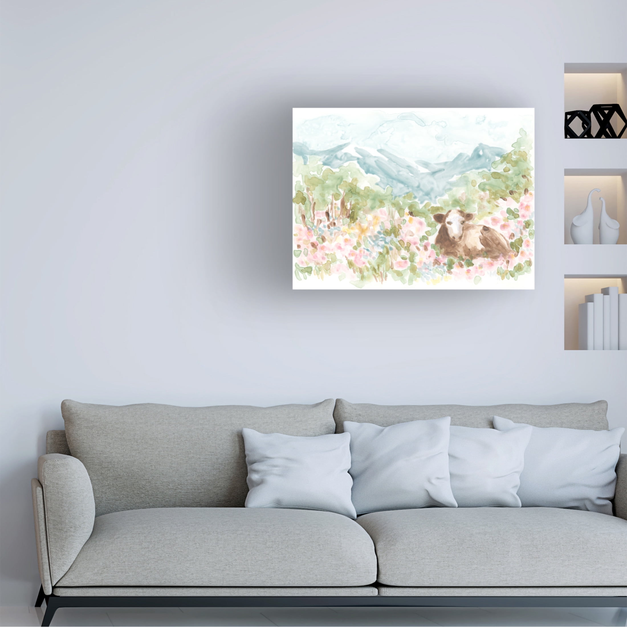 Trademark Fine Art June Erica Vess  Cow Meadow V Canvas Wall Art