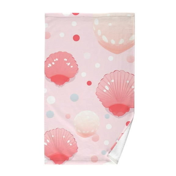 Pink Seashells Polka Dot Cotton Face Towels Soft Hand Towel Absorbent Bathroom Towel for Kitchen Hotel Decoration